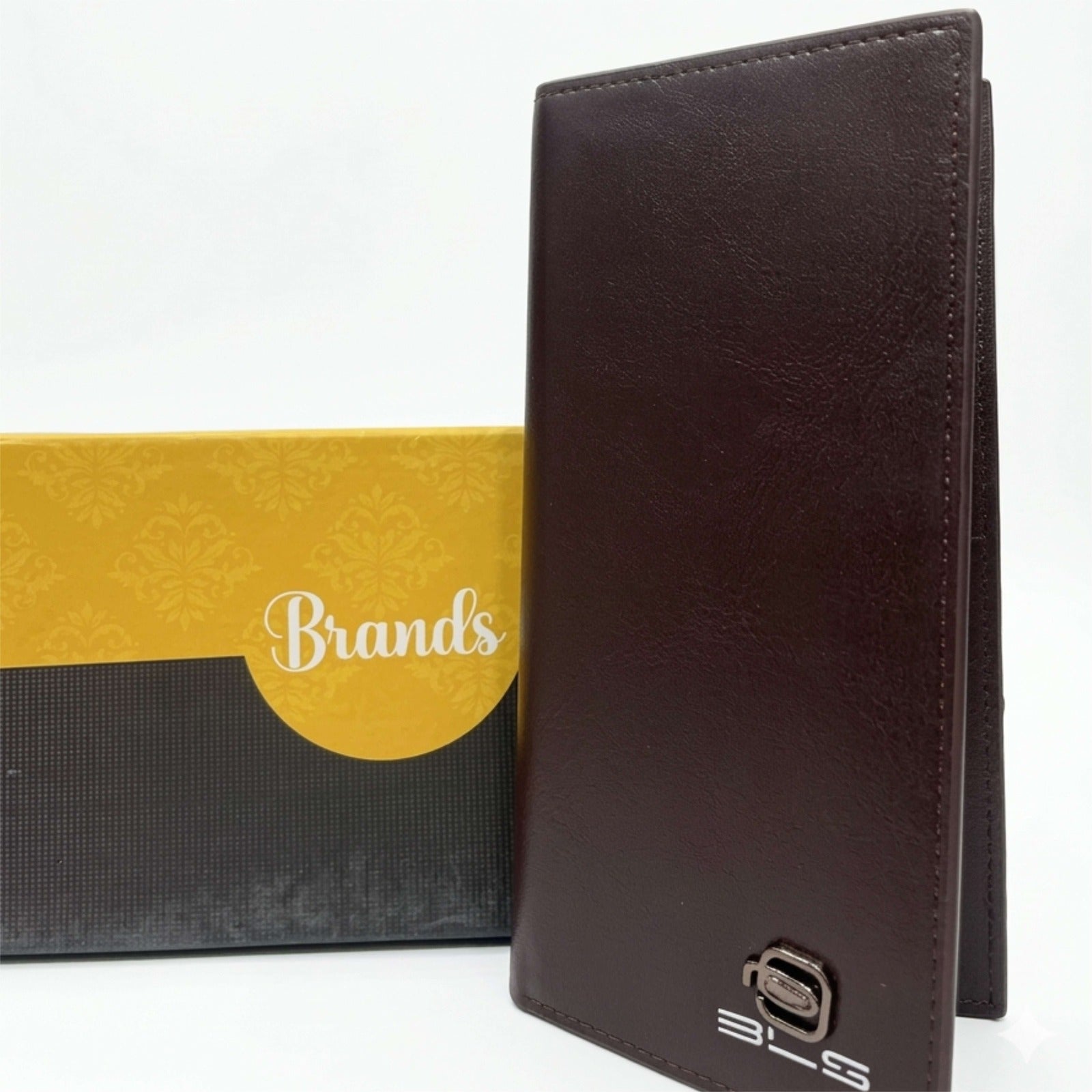 Brown wallet long on a white background