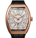 Luxury Franck Muller watch with rose gold case and black leather strap 