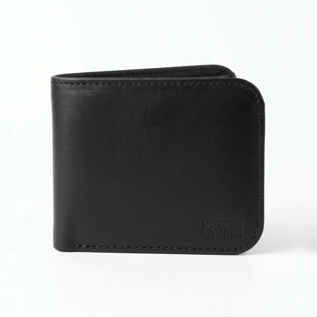 Black Leather wallet on a white background