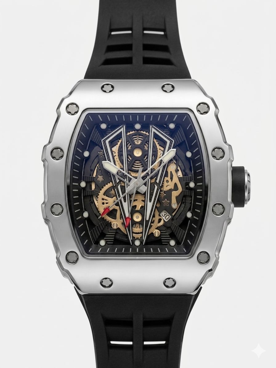 Luxury watch with intricate design on a white background